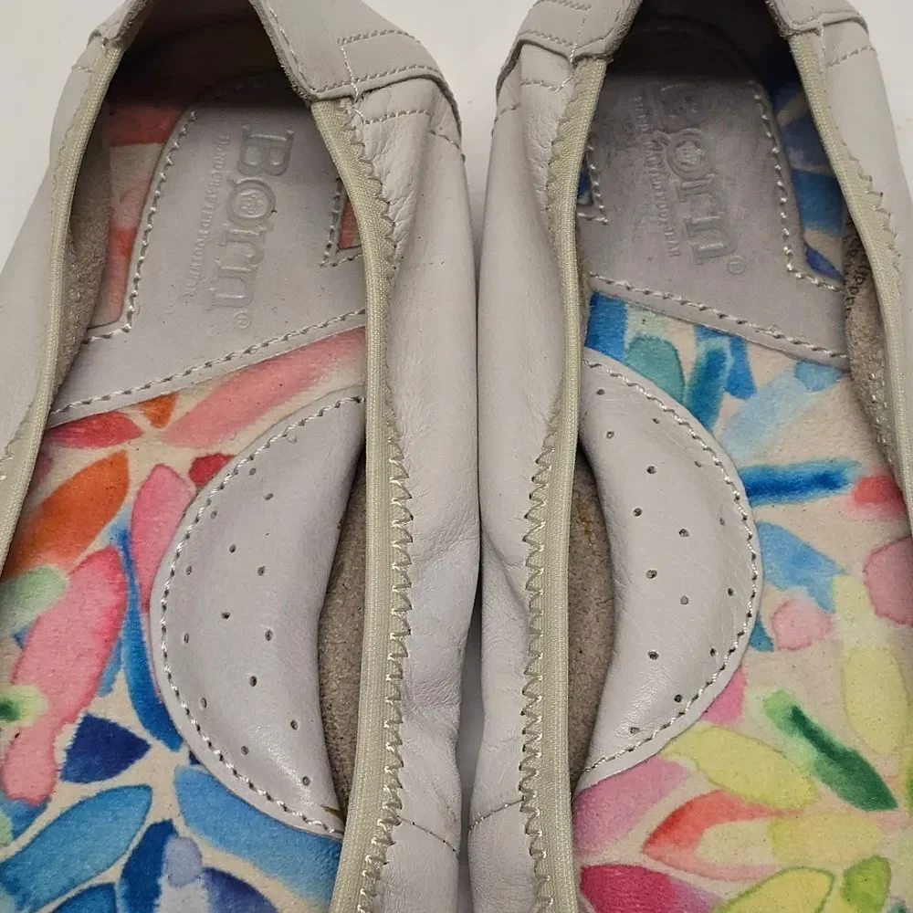 Born Women's Light Gray Julianne Floral Ballet Flats Women's Size 9